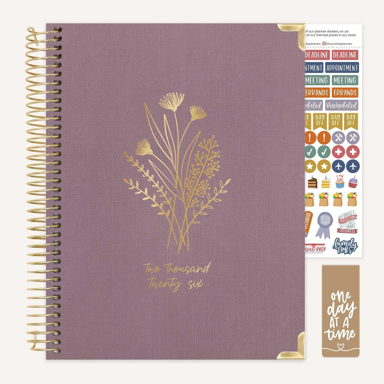 bloom daily planners 2026 Hard Cover Weekly & Monthly Planner, 8.5" x 11", Linen, Purple